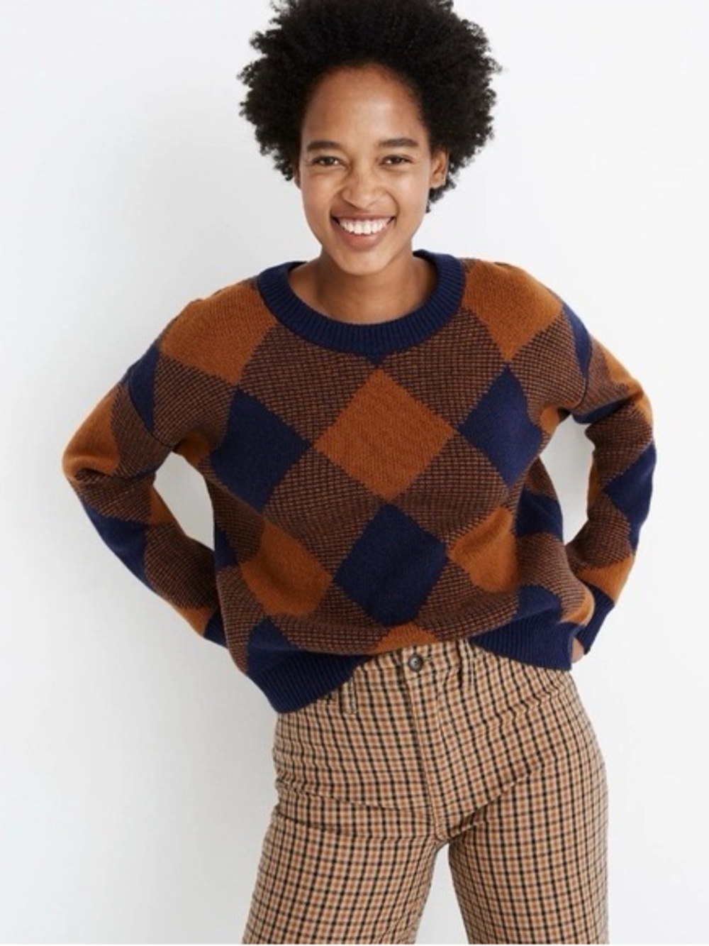 Madewell Classic Wool Blend Argyle Knit Sweater Women's S